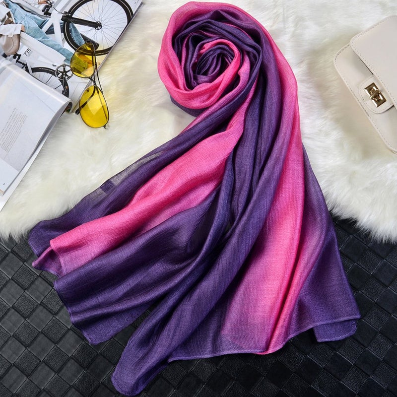 SNUG STAR Cotton Silk Scarf Elegant Soft Wraps Color Shade Scarves for Women (Rose red) - Image 2